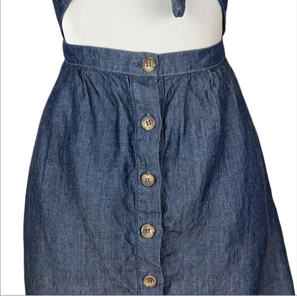 Reformation Miramar Linen Blend Chambray Tie Front Mini Dress Size 4 - Picture 6 of 10